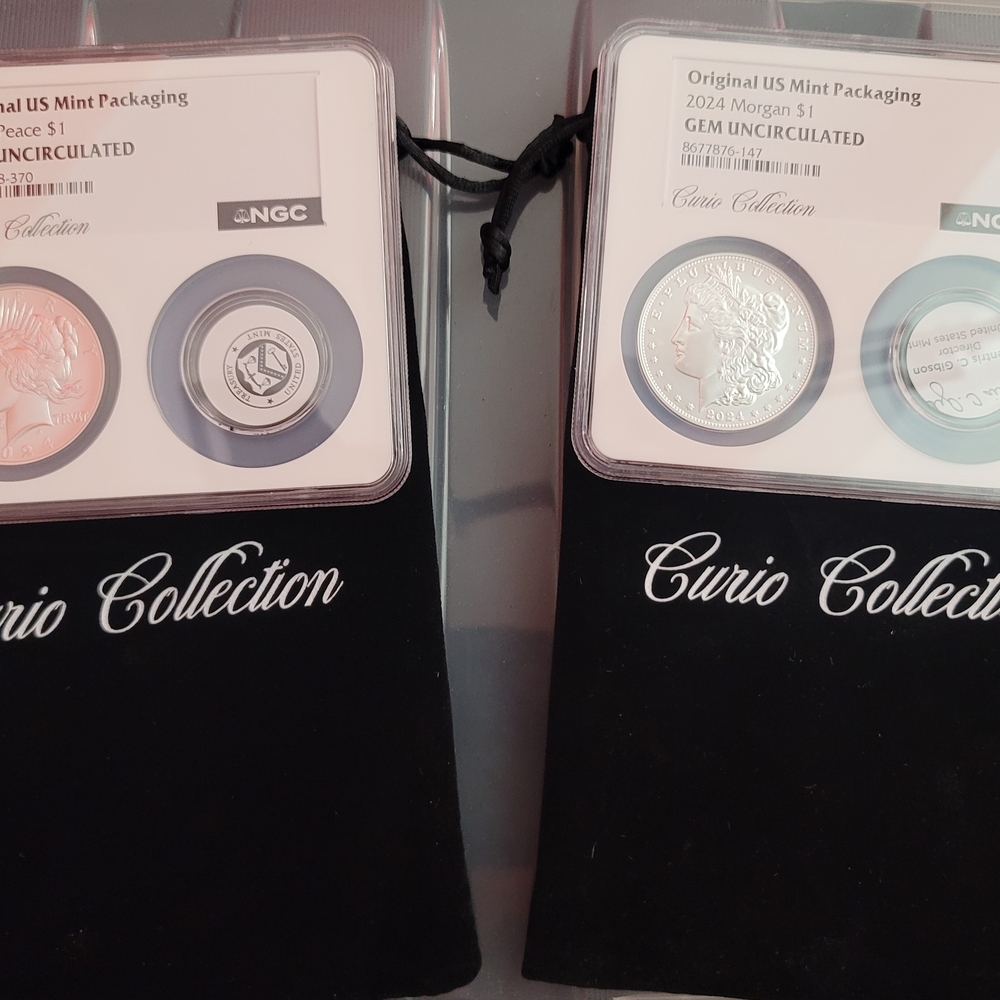 Morgan & Peace Dollar Curio Collection Coin Set with Black Pouches